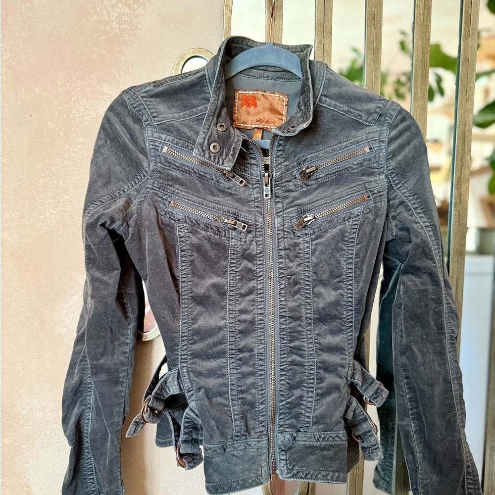 Vintage Twill Twenty Two Velvet Motorcycle jacket in gun metal